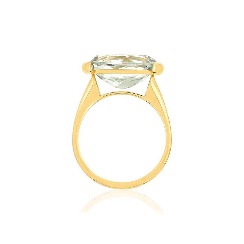 Bague or jaune 750, 1 quartz vert de 4,77 carats - vue 2