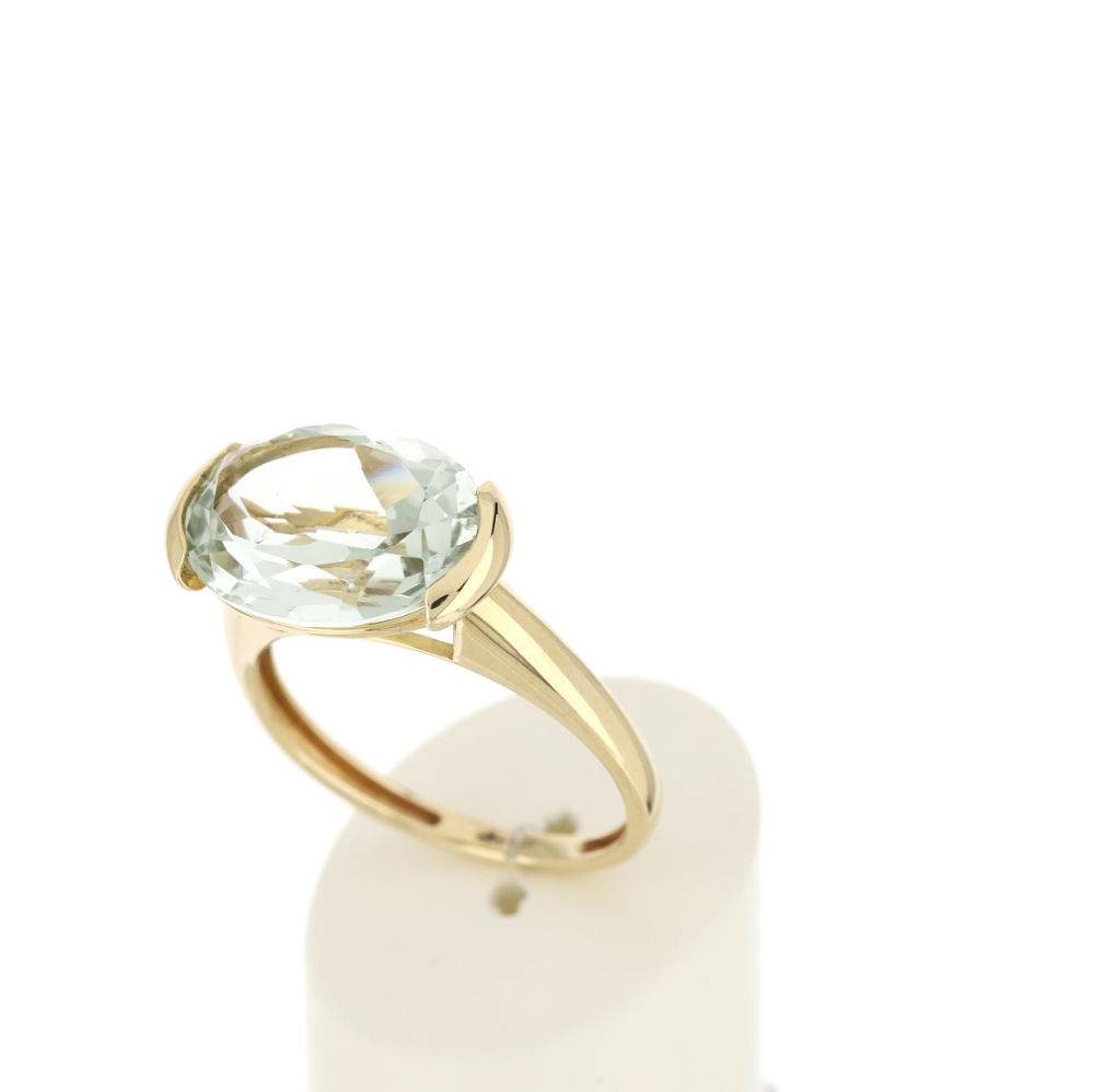 Bague or jaune 750, 1 quartz vert de 4,77 carats - vue 3