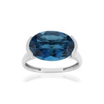 Bague or blanc 750, 1 topaze London Blue traitée de 7,42 carats. - vue 1