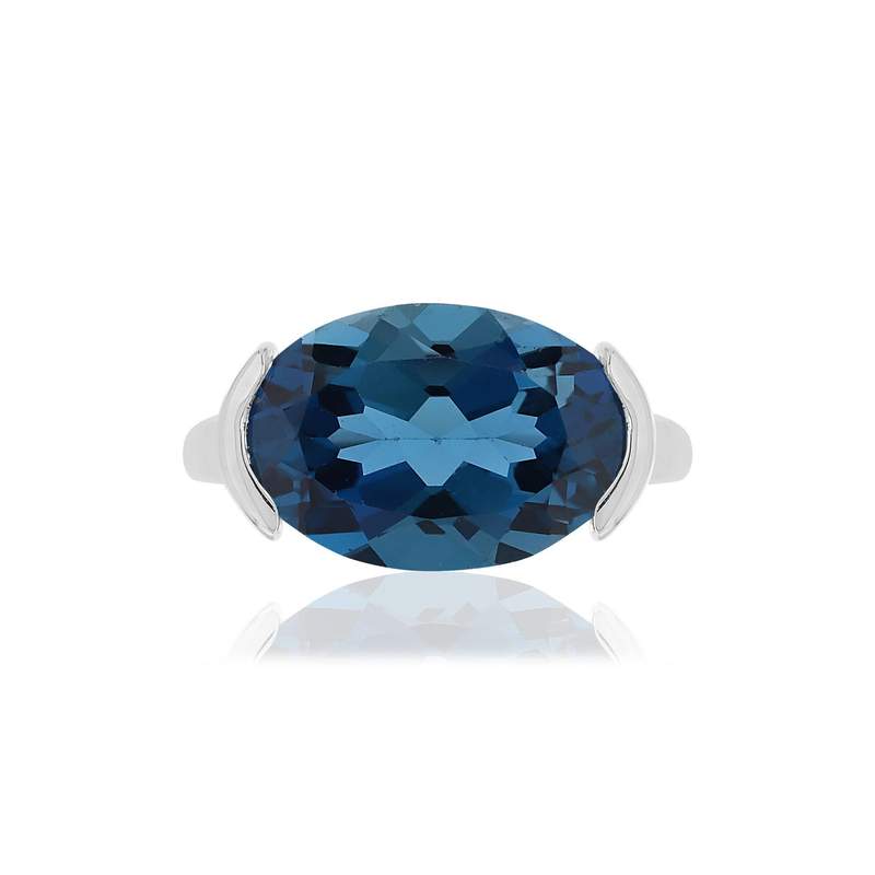 Bague or blanc 750, 1 topaze London Blue traitée de 7,42 carats. - vue 3
