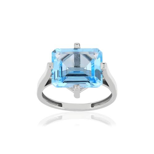 750 white gold ring, 1 treated blue topaz weighing 7.33 carats.