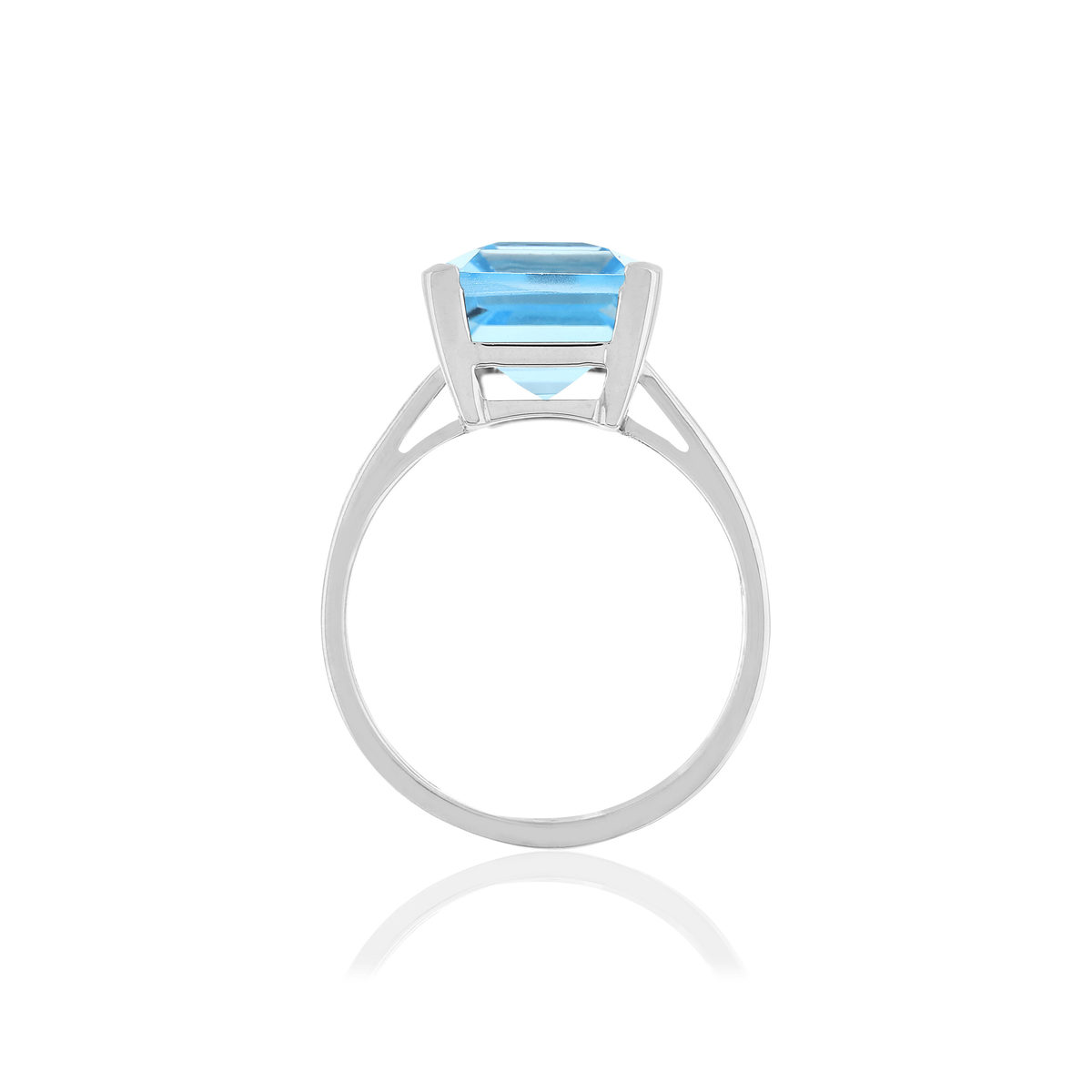Bague or blanc 750, 1 topaze bleue traitée de 10,50 carats. - vue 2