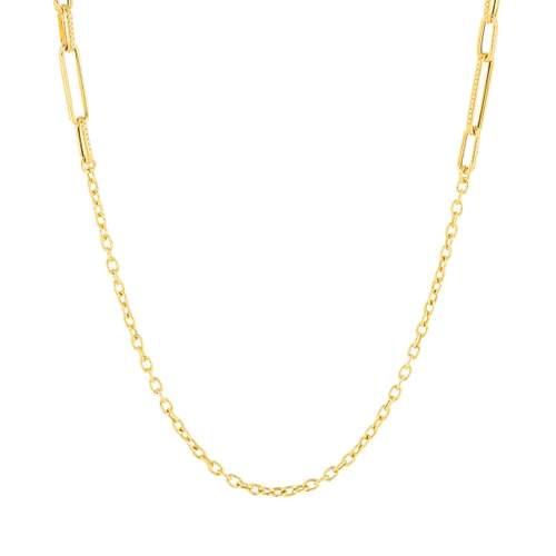 Long necklace in 375 yellow gold. Length 70 cm.