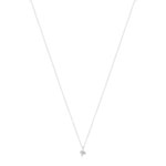 Collier or blanc 375, diamants, motif feuille. Longueur 42 cm. - vue 2