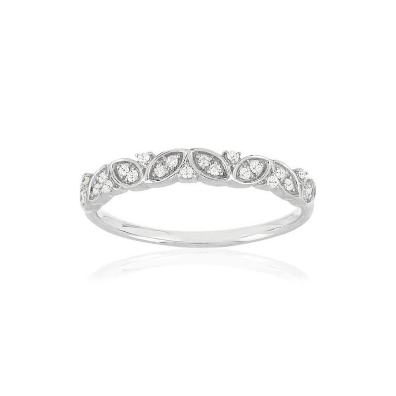Bague or blanc 375 diamants - vue 1