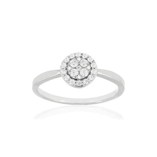 750 witgouden ring, diamanten.