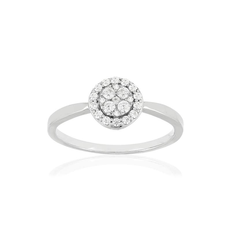 Bague or blanc 750, diamants. - vue 1