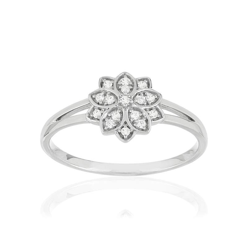 Bague or blanc 375 diamants - vue 1