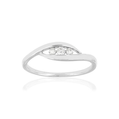 Bague or blanc 750 Trilogy, diamants. - vue 1