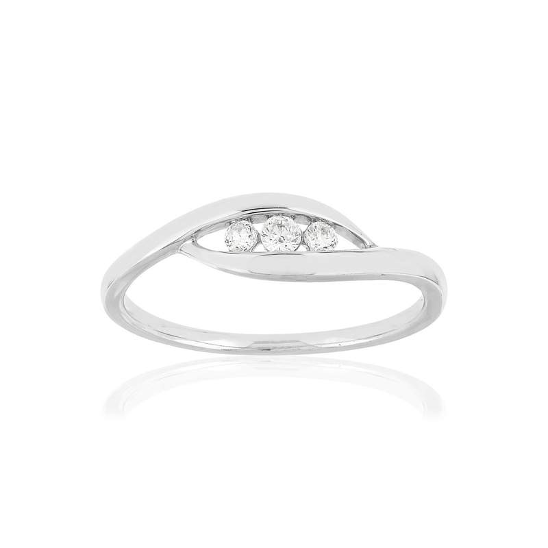 Bague or blanc 750 Trilogy, diamants. - vue 1