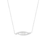 Collier or blanc 750 Trilogy, diamants. Longueur 50 cm. - vue 1