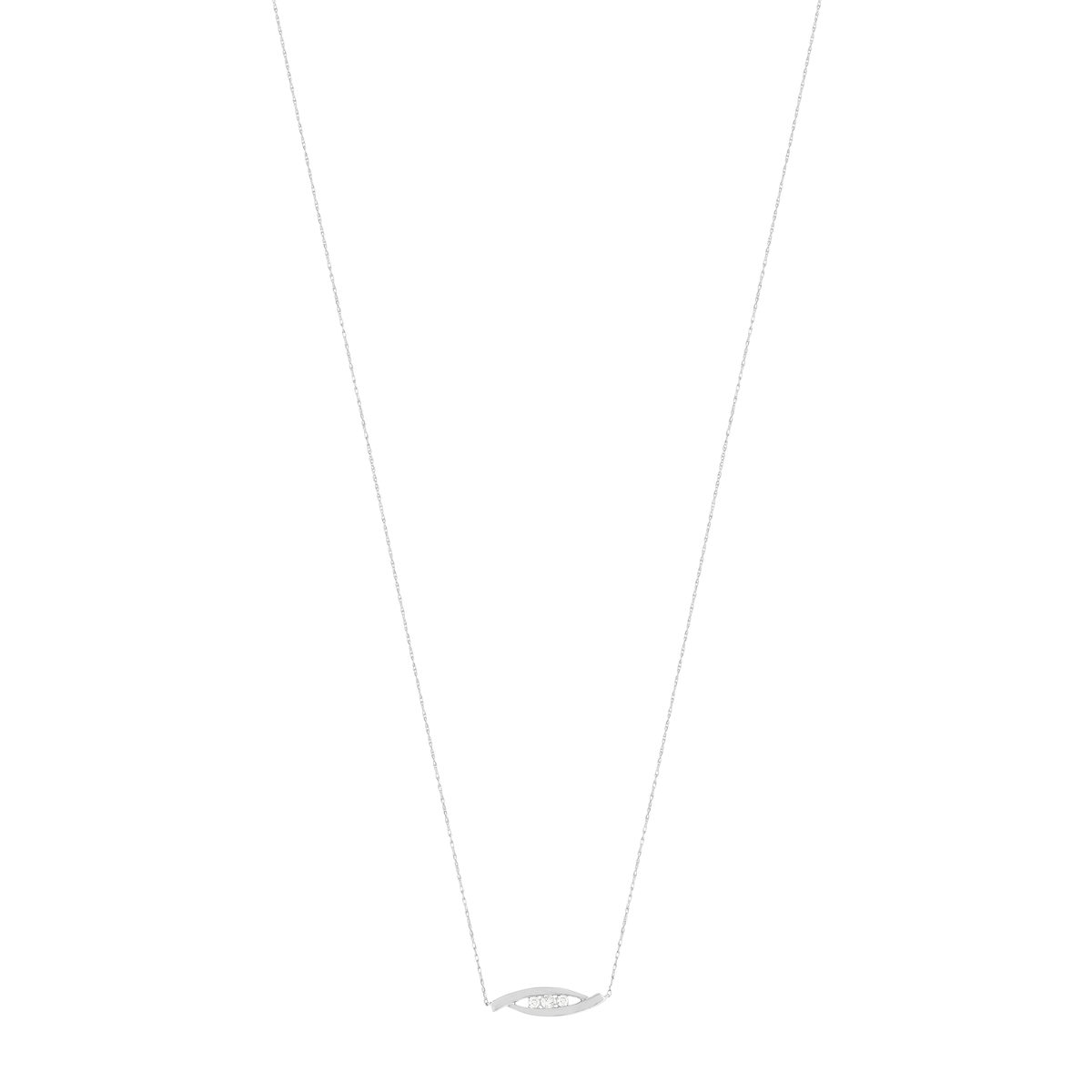 Collier or blanc 750 Trilogy, diamants. Longueur 50 cm. - vue 2