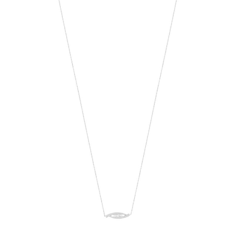 Collier or blanc 750 Trilogy, diamants. Longueur 50 cm. - vue 2