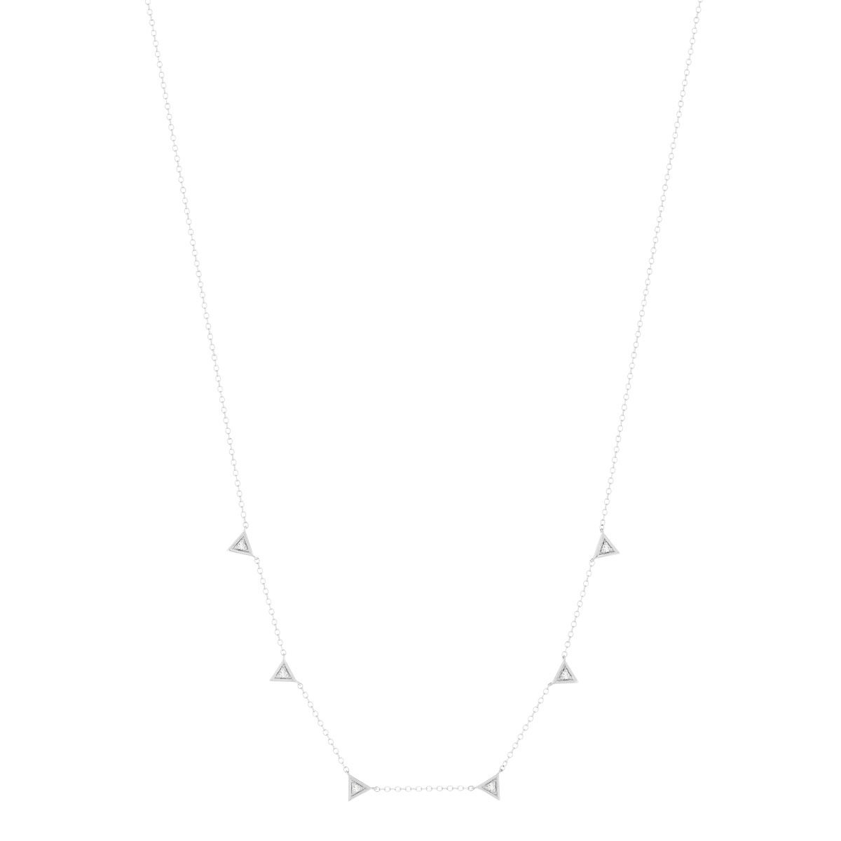 Collier or blanc 375, motif triangle, diamants. Longueur 45 cm. - vue 2