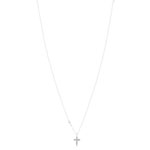Collier or blanc 375, motif croix, diamants. Longueur 45 cm - vue 2