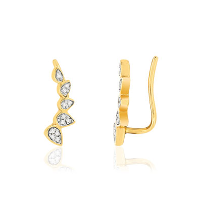 Boucles d'oreilles contours or 375, 2 tons, diamants. - vue 1