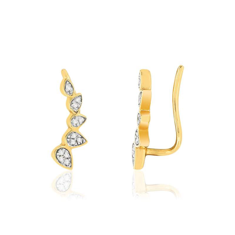 Boucles d'oreilles contours or 375, 2 tons, diamants. - vue 1