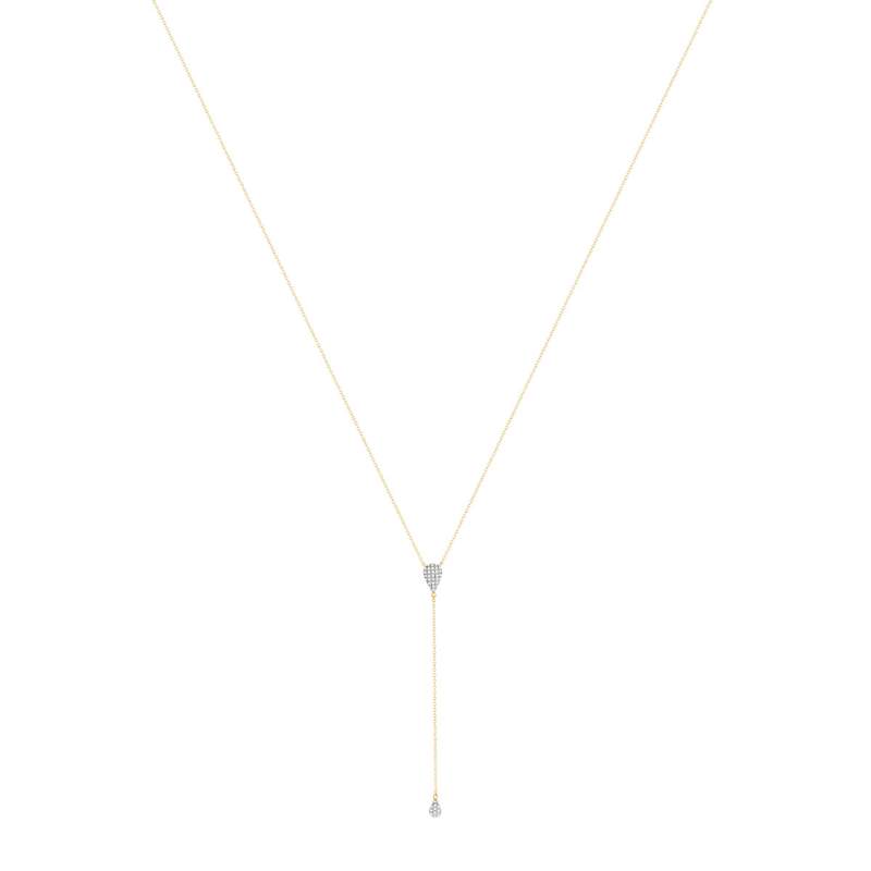 Collier or  375 2 tons, forme goutte, diamants. Longueur 45 cm. - vue 2