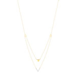 Collier or 375 2 tons, forme triangle, diamants. Longueur 45 cm. - vue 2