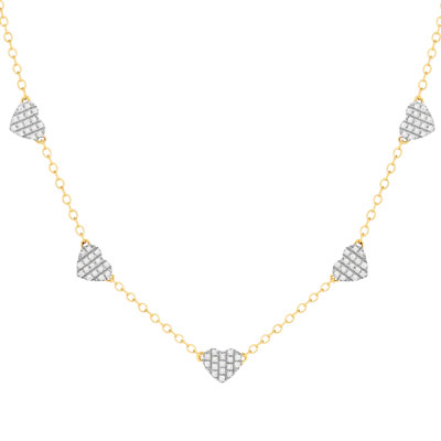 Collier or 375 2 tons, forme coeur, diamants. Longueur 45 cm. - vue 1