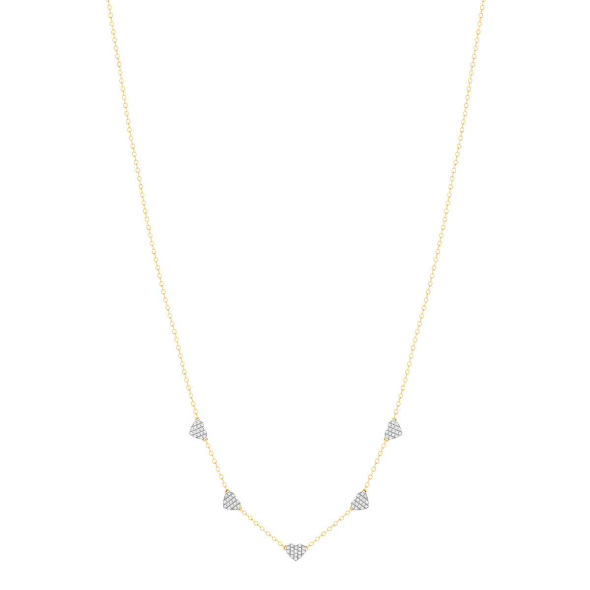 Collier or 375 2 tons, forme coeur, diamants. Longueur 45 cm. - vue 2