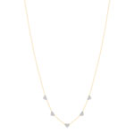 Collier or 375 2 tons, forme coeur, diamants. Longueur 45 cm. - vue 2