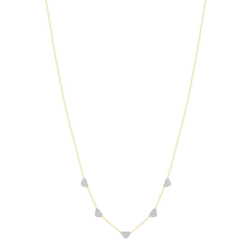 Collier or 375 2 tons, forme coeur, diamants. Longueur 45 cm. - vue 2