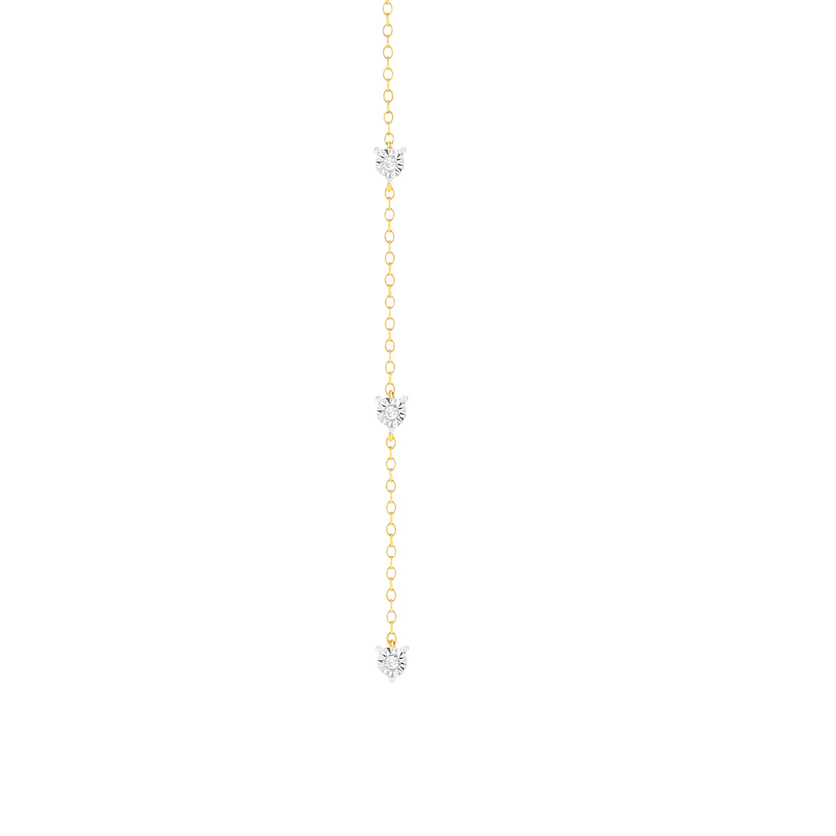 Collier or 375 2 tons, diamants. Longueur 45 cm. - vue 2