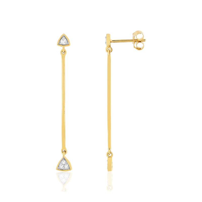 Boucles d'oreilles pendantes or 375, 2 tons, diamants. - vue 1