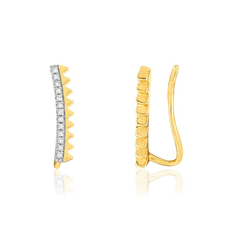 18K two-tone gold earrings with diamonds - view 1