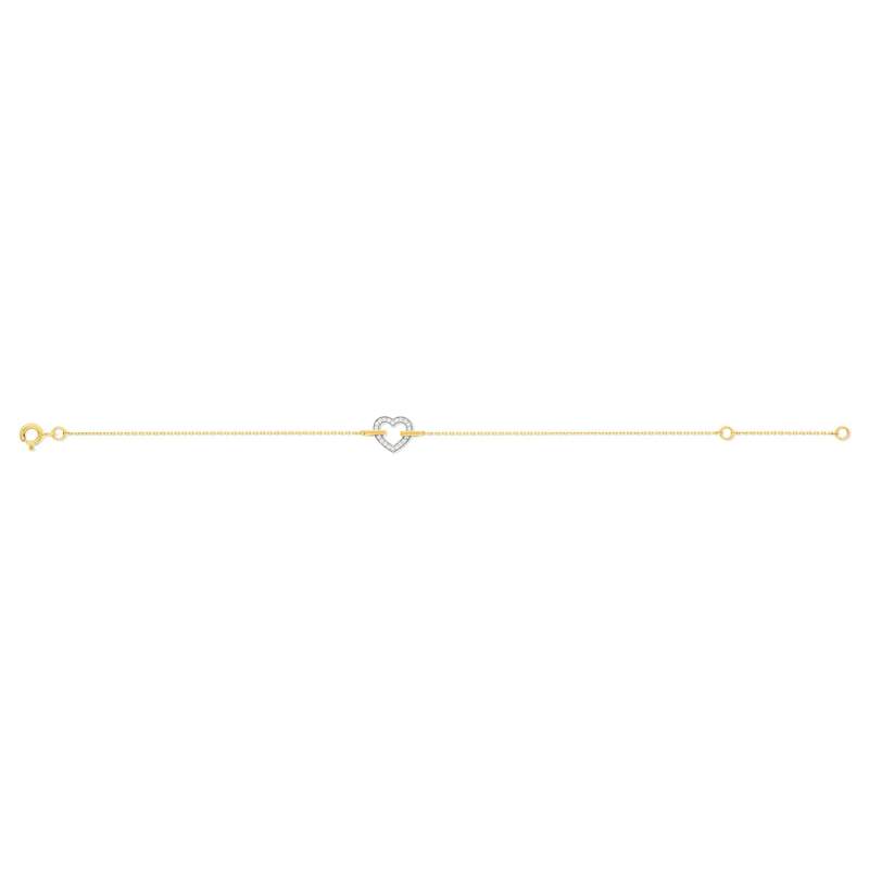 Bracelet or 375 2 tons, forme coeur, diamants. Longueur 20,5 cm. - vue 2
