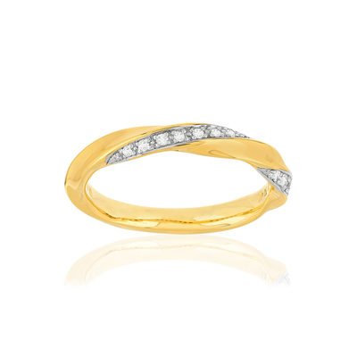 Bague or 375 2 tons, diamants total 10/100e de carat. - vue 1