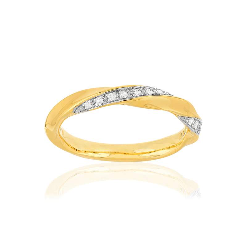 Bague or 375 2 tons, diamants total 10/100e de carat. - vue 1