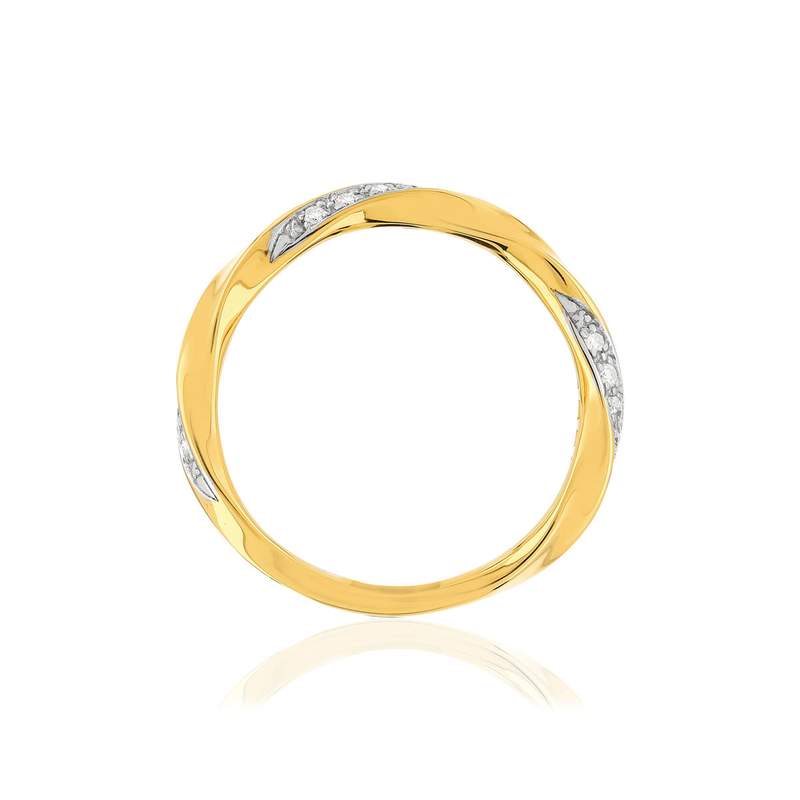 Bague or 375 2 tons, diamants total 10/100e de carat. - vue 2