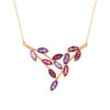 375 rose gold necklace with amethysts, rhodolite garnets, and treated pink topazes, 45 cm - view V1