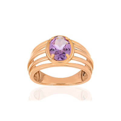Bague or rose 375, 1 Améthyste 1,35 carat. - vue 1