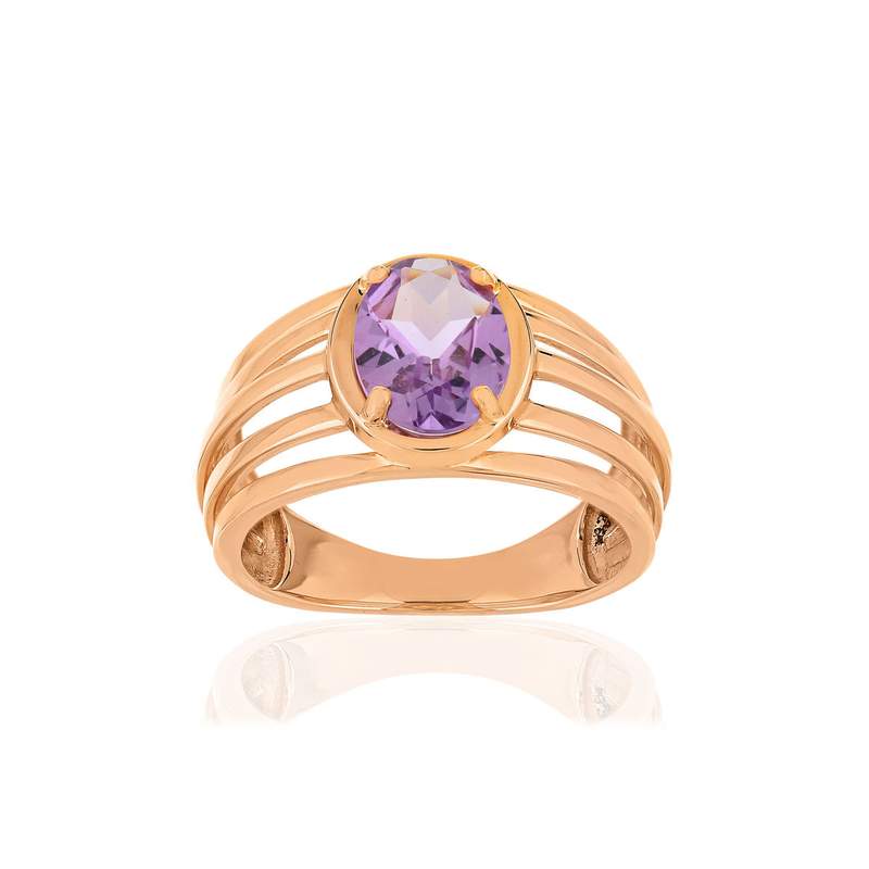 Bague or rose 375, 1 Améthyste 1,35 carat. - vue 1