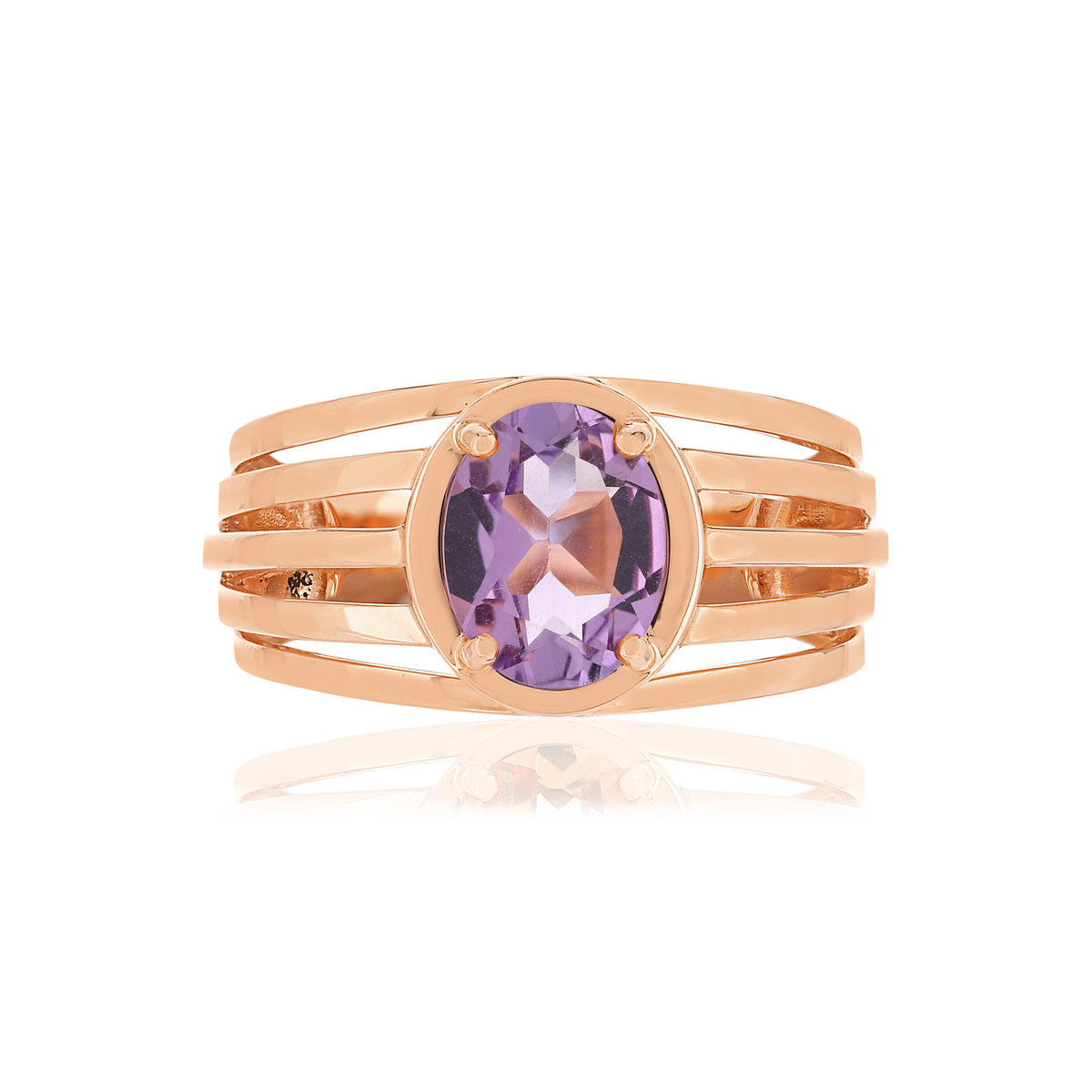 Bague or rose 375, 1 Améthyste 1,35 carat. - vue 3