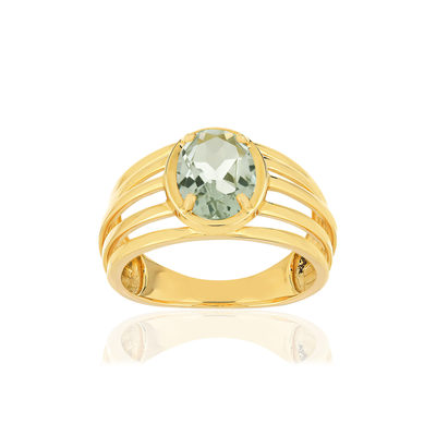 Geelgouden ring 375, 1 groene kwarts 1,40 karaat.