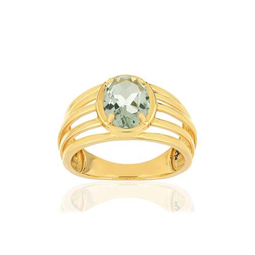 Bague or jaune 375, 1 quartz vert 1,40 carat.