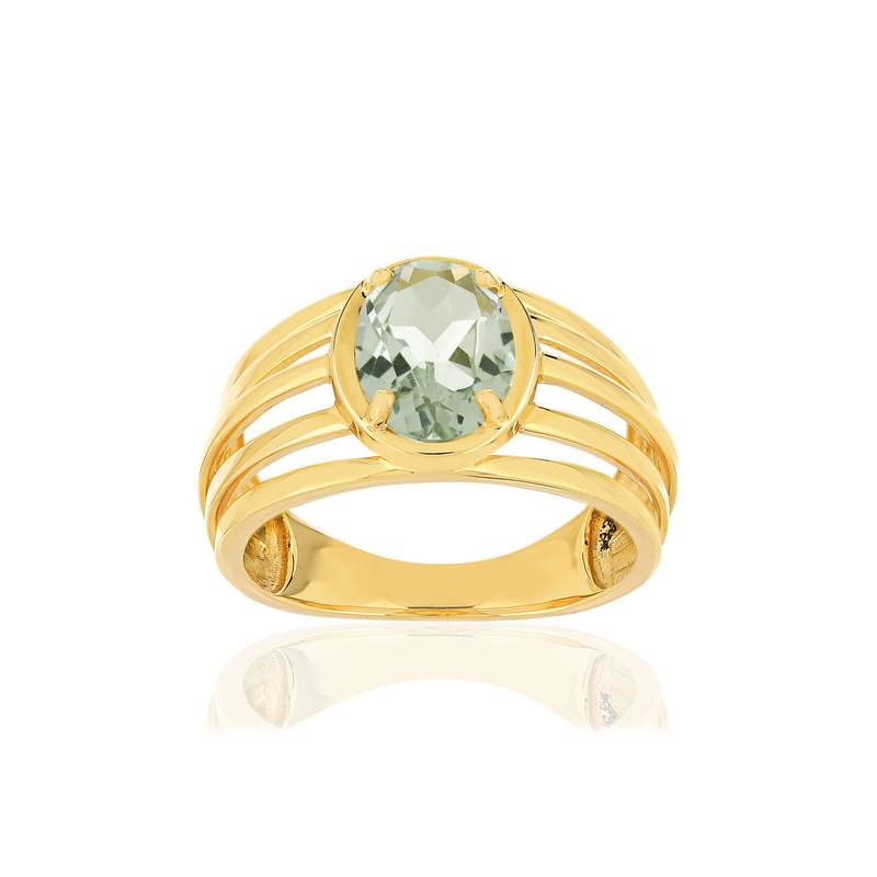 Bague or jaune 375, 1 quartz vert 1,40 carat. - vue 1