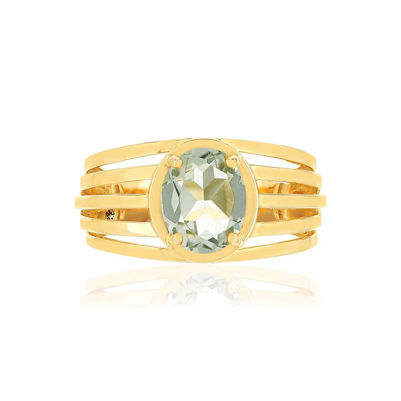 Bague or jaune 375, 1 quartz vert 1,40 carat. - vue 3