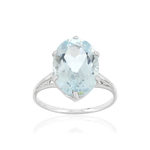 Bague or blanc 750, 1 Aigue marine. - vue 1