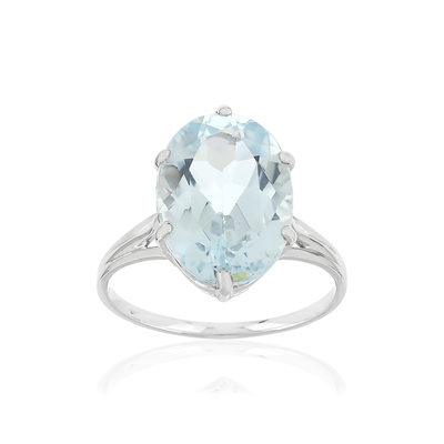 Bague or blanc 750, 1 Aigue marine. - vue 1