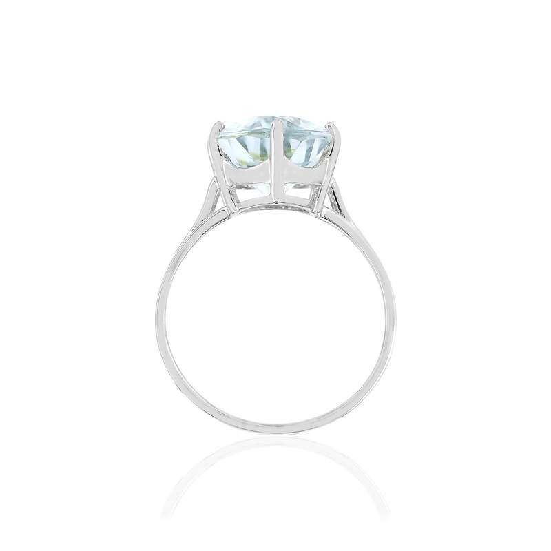 Bague or blanc 750, 1 Aigue marine. - vue 2