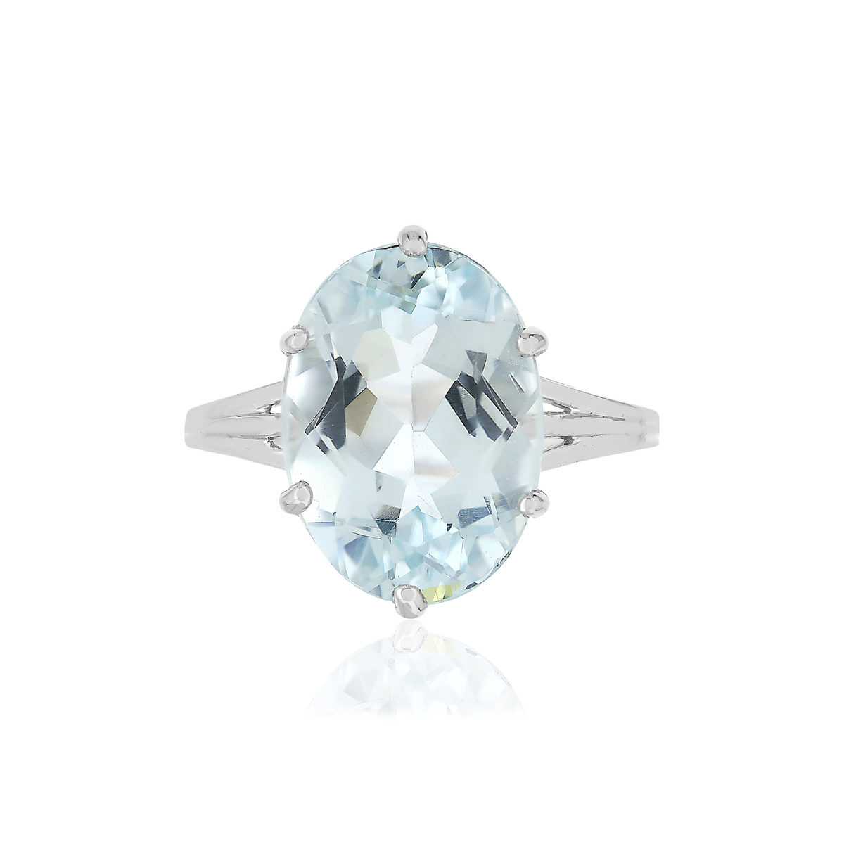 Bague or blanc 750, 1 Aigue marine. - vue 3