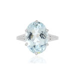 Bague or blanc 750, 1 Aigue marine. - vue 3