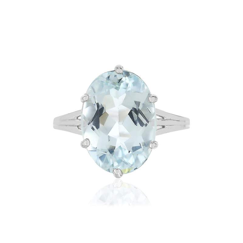 Bague or blanc 750, 1 Aigue marine. - vue 3