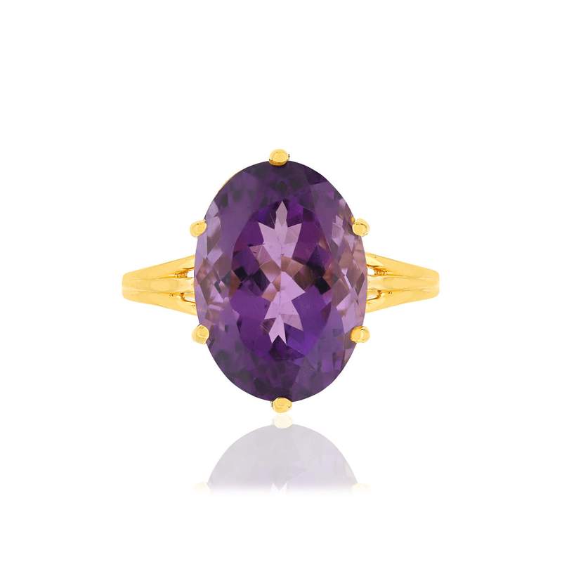 Bague or jaune 750, 1 Améthyste de 5 carats. - vue 3