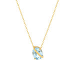Collier or jaune 375 topaze bleue traitée 42 cm - vue 1